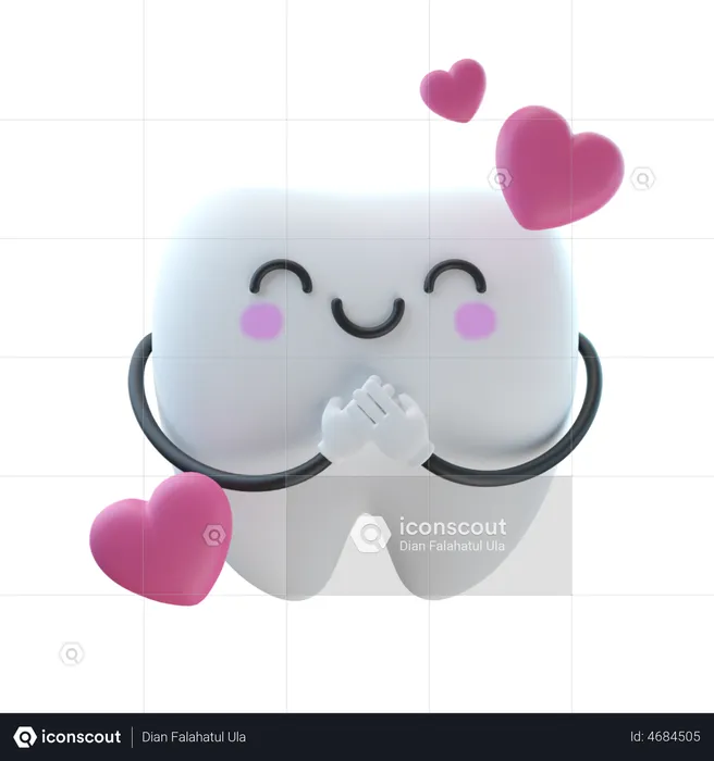 Cute Tooth Love  3D Illustration