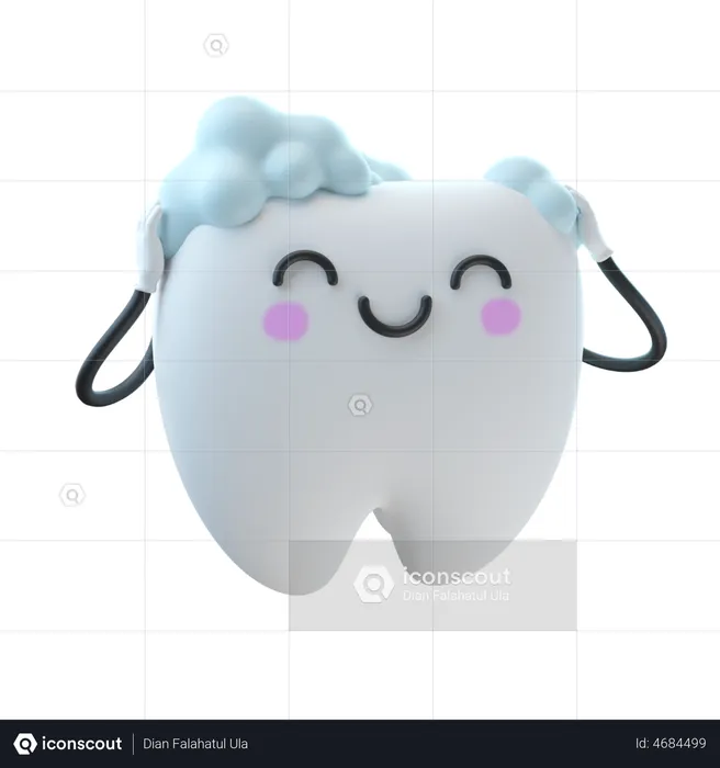 Cute Tooth Shower  3D Illustration