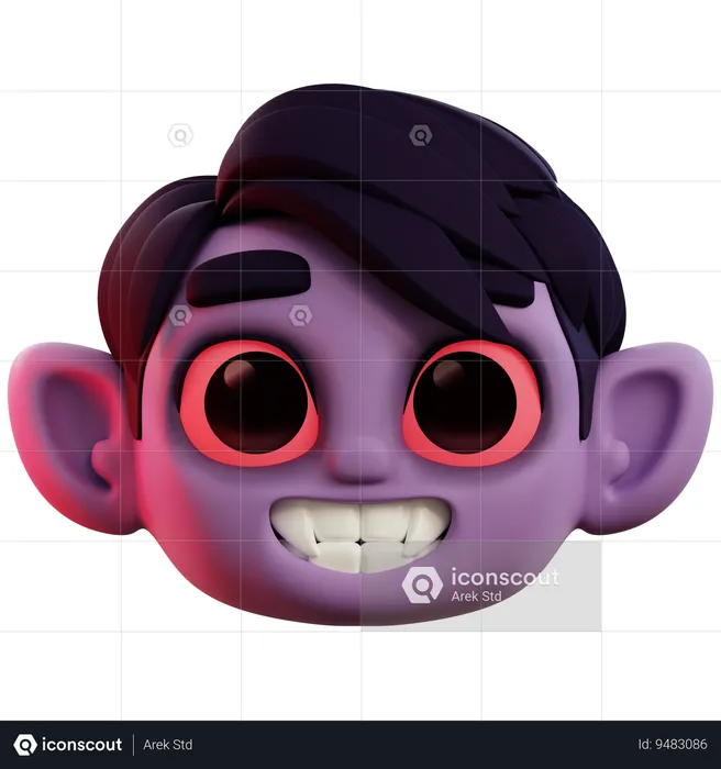 Cute Vampire Happy Emoji 3D Icon