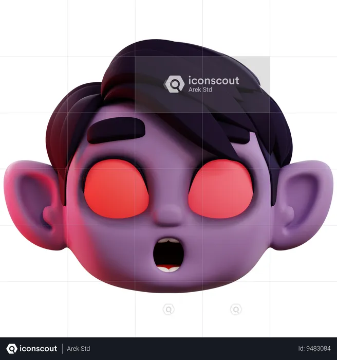 Cute Vampire Scared Emoji 3D Icon