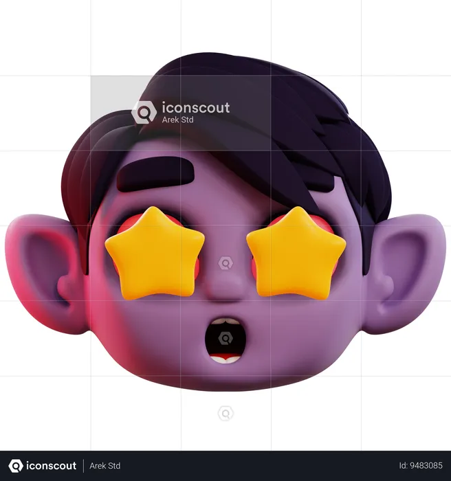 Cute Vampire Star Emoji 3D Icon