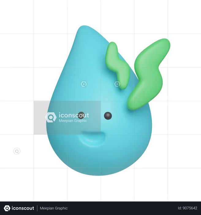 Cute Water Drop  3D Icon