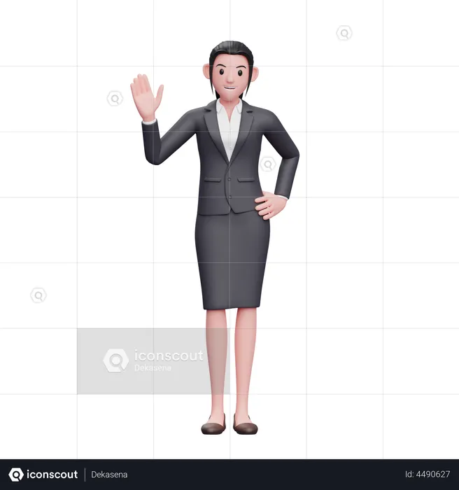 Cute Woman Saying Hi  3D Illustration