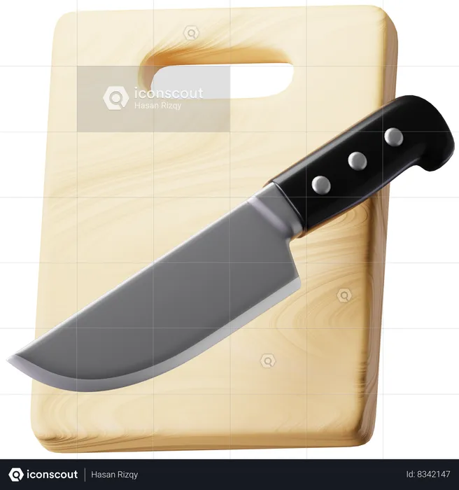 Cutting Board And Knife  3D Icon