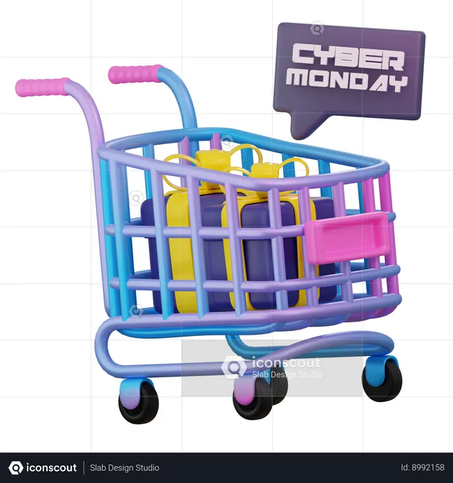 Panier d'achat du cyber lundi  3D Icon