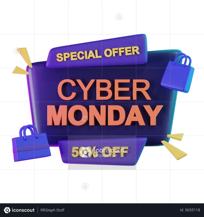 Cyber Monday 50 Percent Off  3D Icon