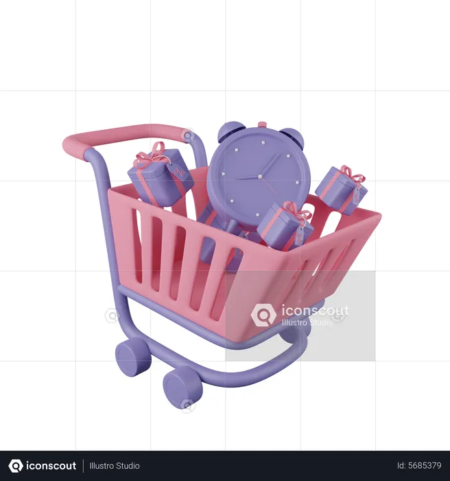 Cyber Monday Cart Clock  3D Icon