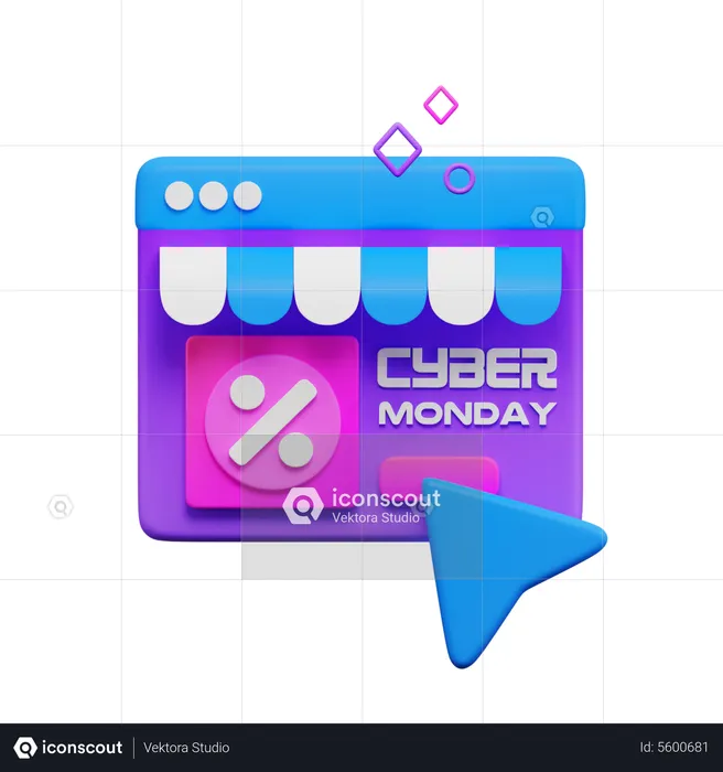 Cyber Monday Online Store  3D Icon