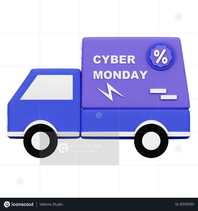 Cyber Monday Shipping Truck  3D Icon