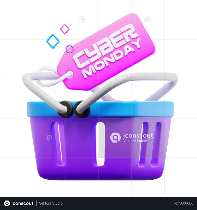 Cyber Monday Shopping Cart  3D Icon