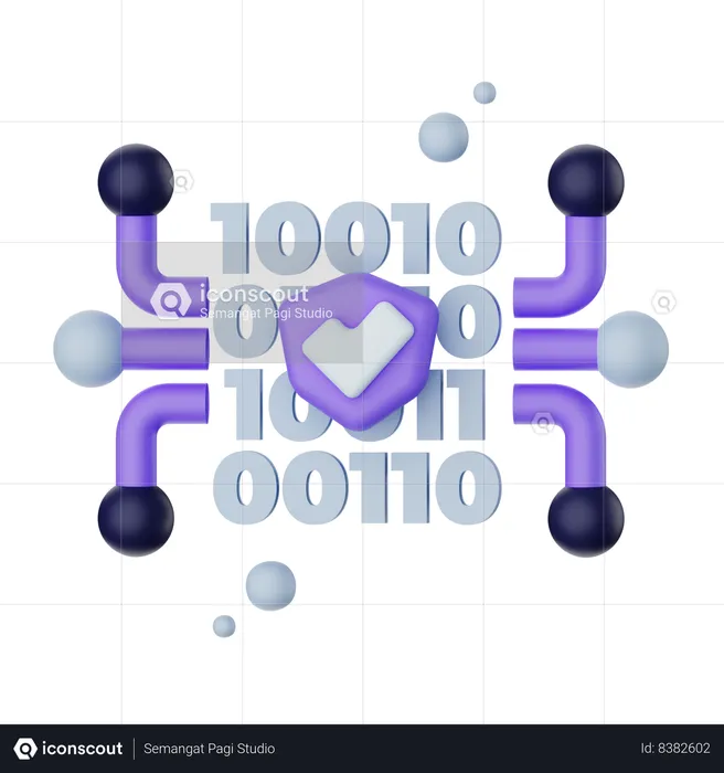 Cyber Security Binary  3D Icon