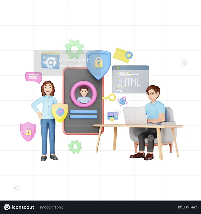 Cyber Security coder  3D Illustration