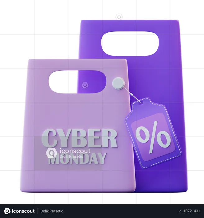 Sacola de compras da cyber segunda-feira  3D Icon