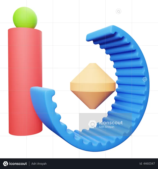 Cylinder and Sphere Abstract shape  3D Illustration
