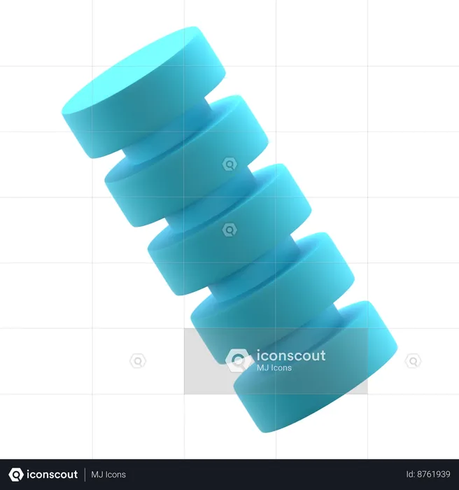 Cylinder Stack Connected  3D Icon