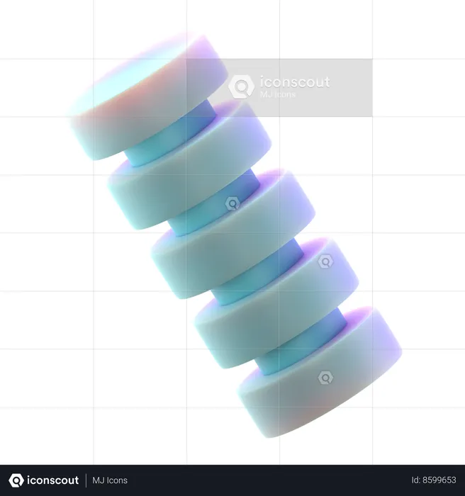 Cylinder Stack Connected  3D Icon