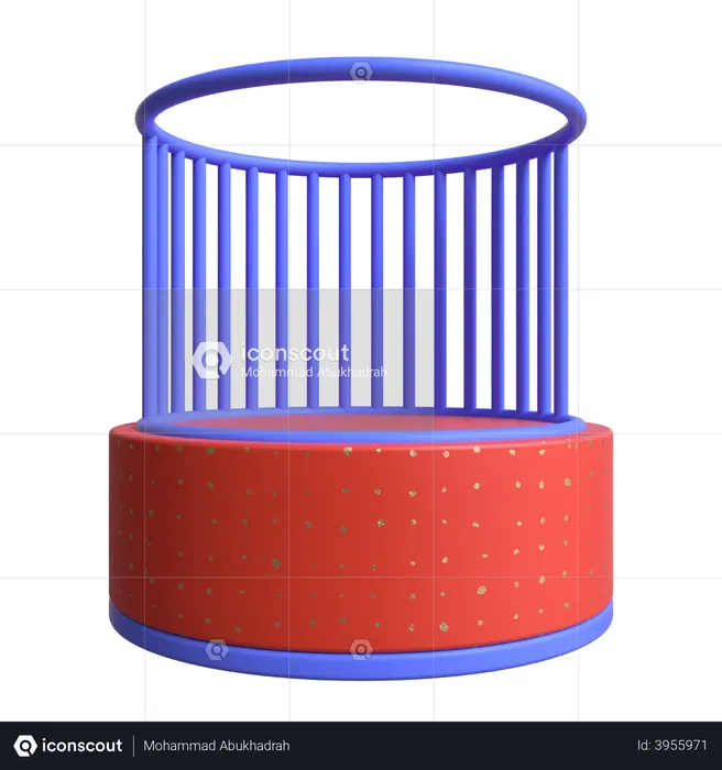 Cylindrical Cage Platform  3D Icon
