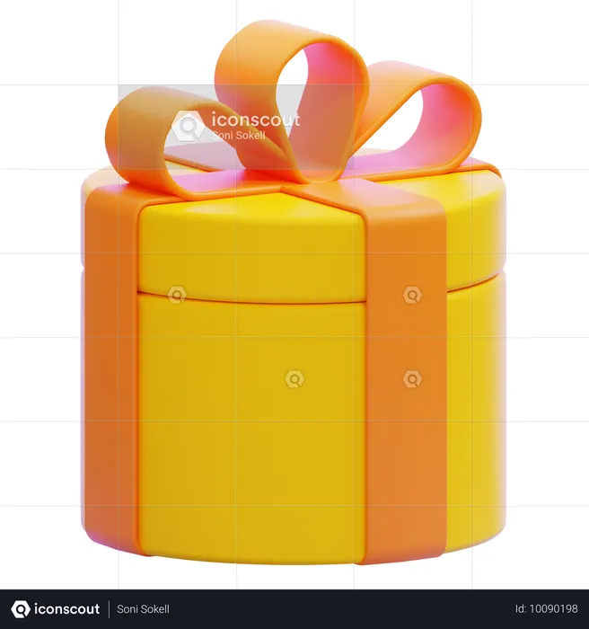 Cylindrical Gift Box  3D Icon