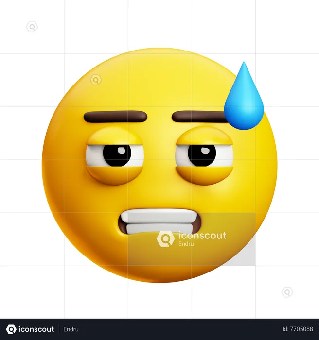 Cynical Look With Sweat Emoji 3D Icon