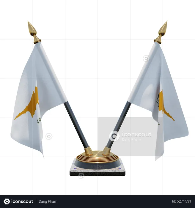 Cyprus Double (V) Desk Flag Stand Flag 3D Icon