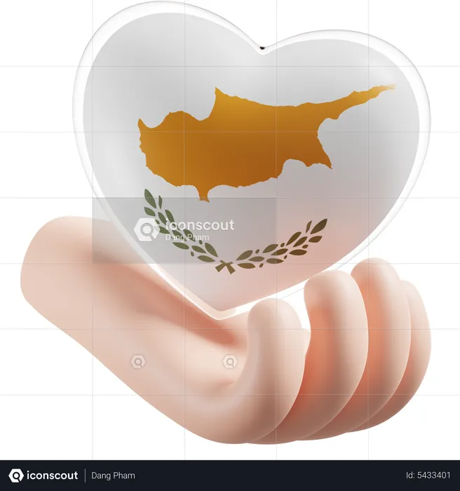 Cyprus Flag Heart Hand Care Flag 3D Icon