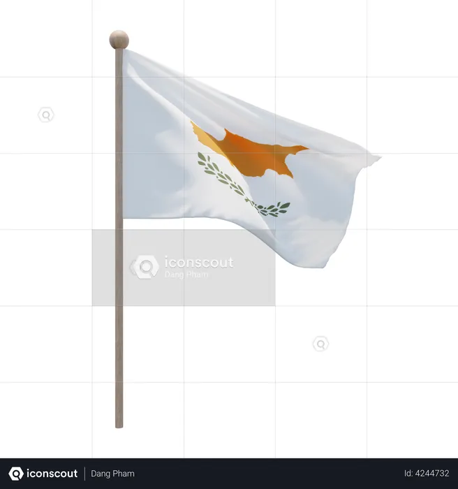 Cyprus Flagpole Flag 3D Illustration