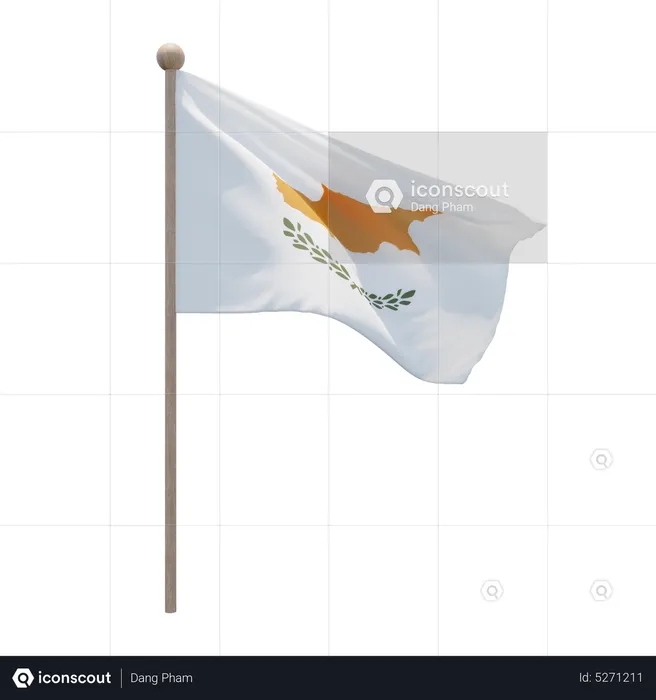 Cyprus Flagpole Flag 3D Icon
