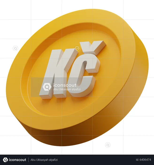 Czech Koruna Gold Coin  3D Icon