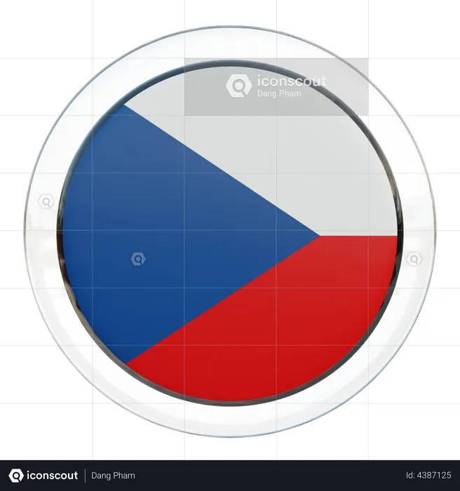 Czech Republic Flag Glass Flag 3D Illustration