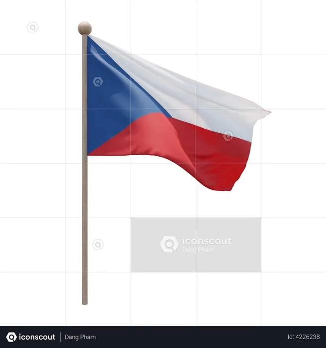 Czech Republic Flag Pole  3D Illustration