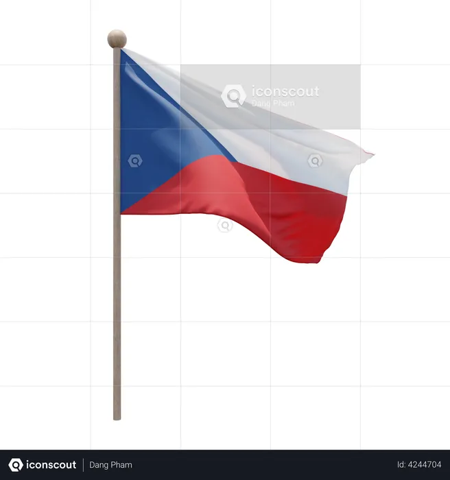 Czech Republic Flagpole Flag 3D Illustration