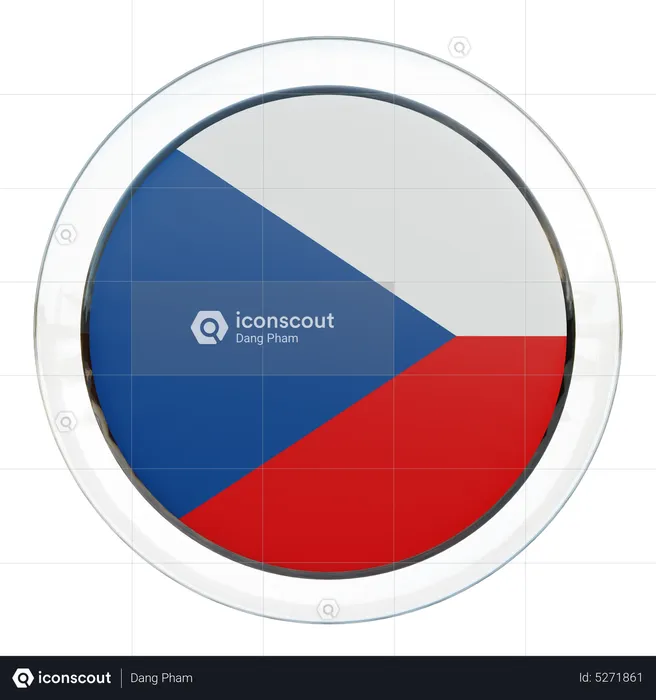 Czech Republic Round Flag Flag 3D Icon