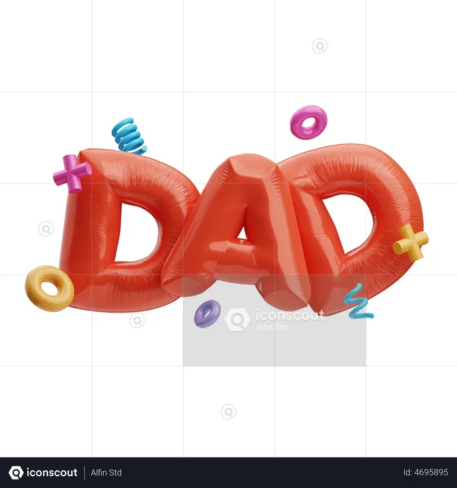 Dad Balloon Text  3D Illustration