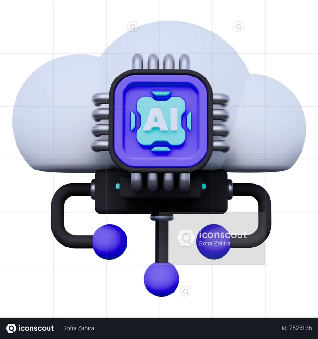 Dados em nuvem de inteligência artificial  3D Icon