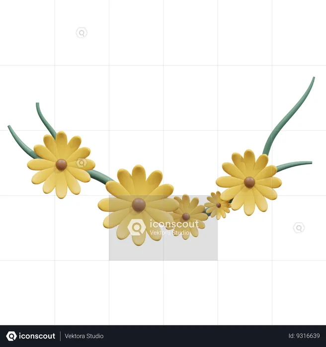 Daffodil Flower Decoration  3D Icon