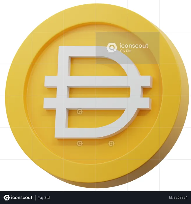 Dai Coin Logo 3D Icon