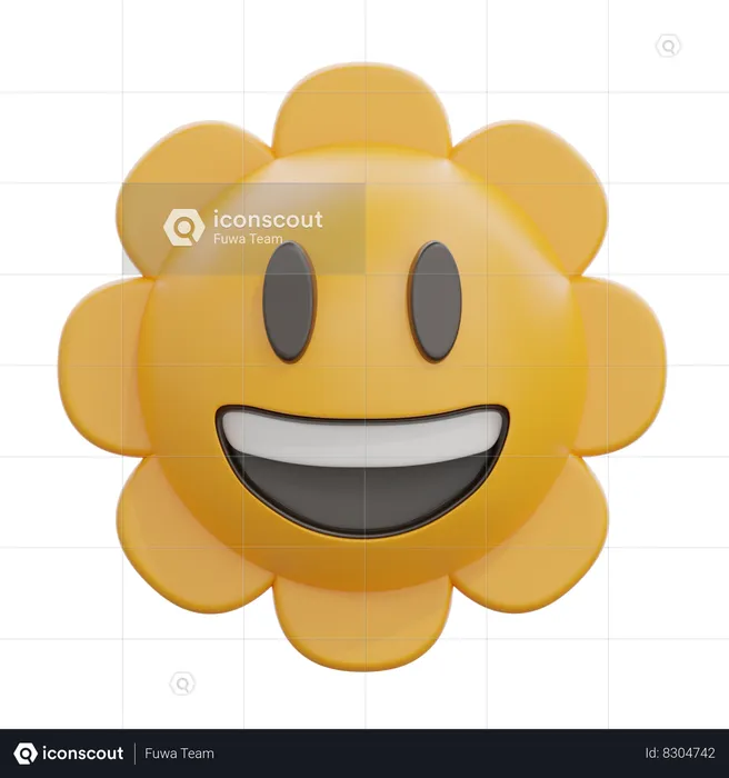 Daisy Flower Smile Face Emoji 3D Icon