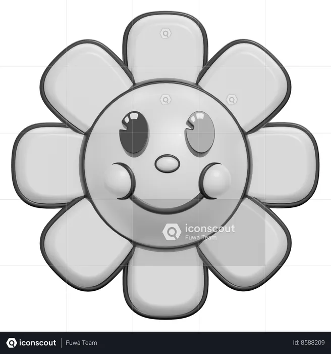 Daisy Flower Smile Face Emoji 3D Icon