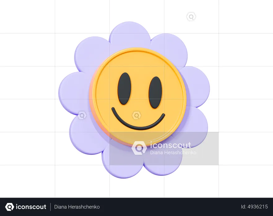 Daisy Flower Smile Face Emoji 3D Icon