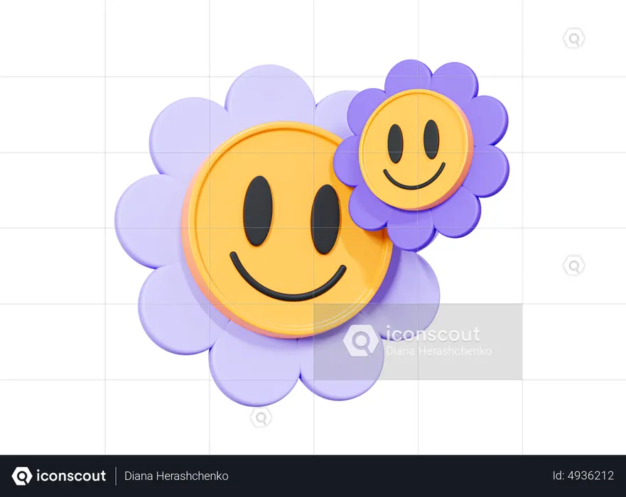 Daisy Flower Smile Face Emoji 3D Icon