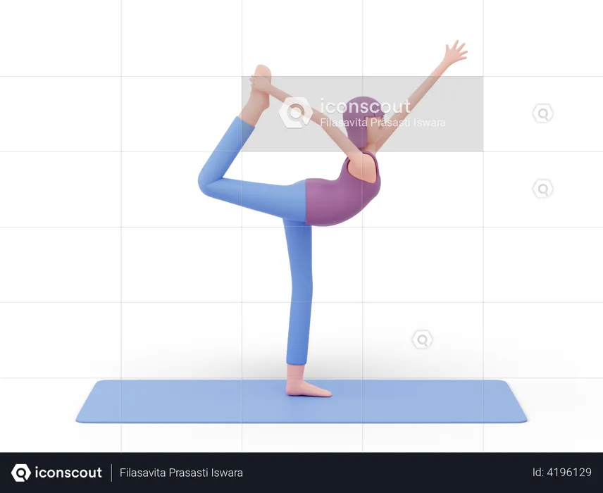 Dancer Yoga Pose  3D Illustration