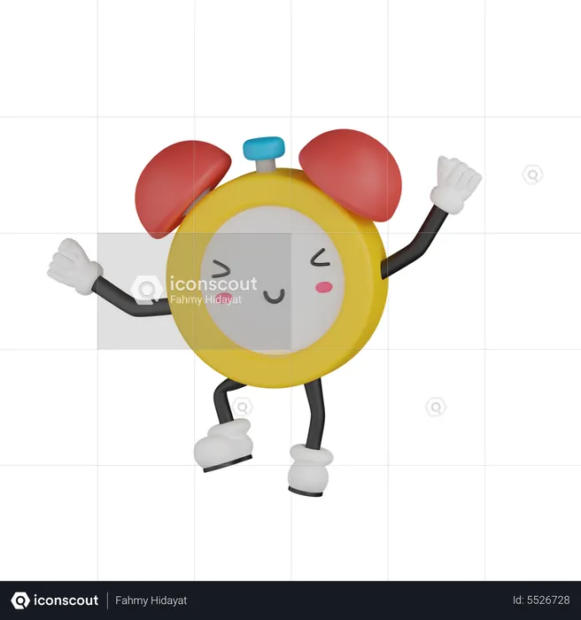 Dancing Clock Cartoon  3D Icon