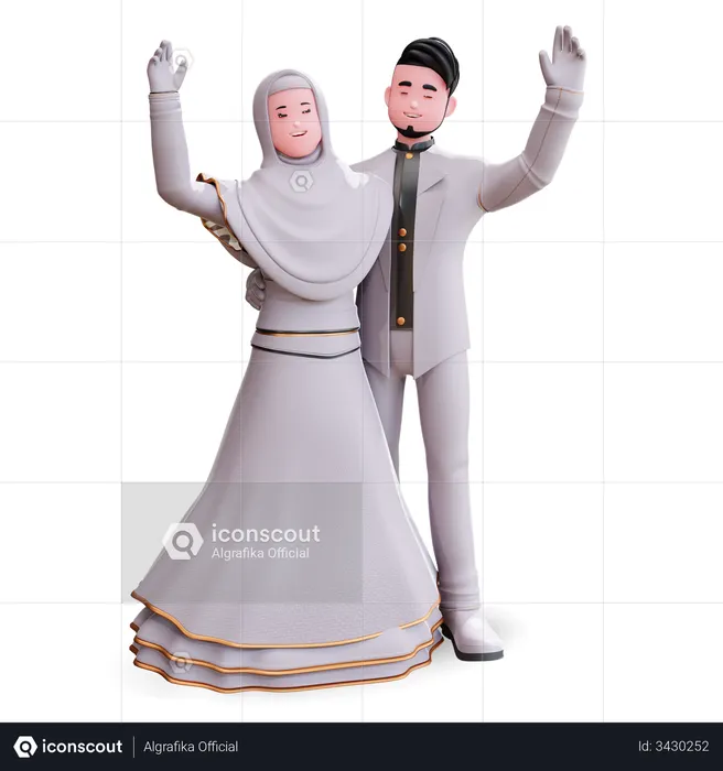 Dancing Wedding Couple  3D Illustration