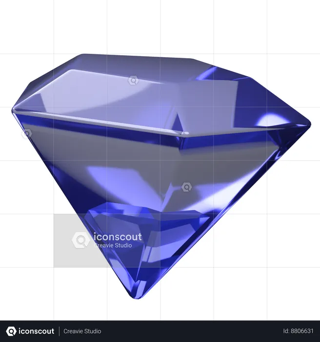 Dark Blue Gem  3D Icon