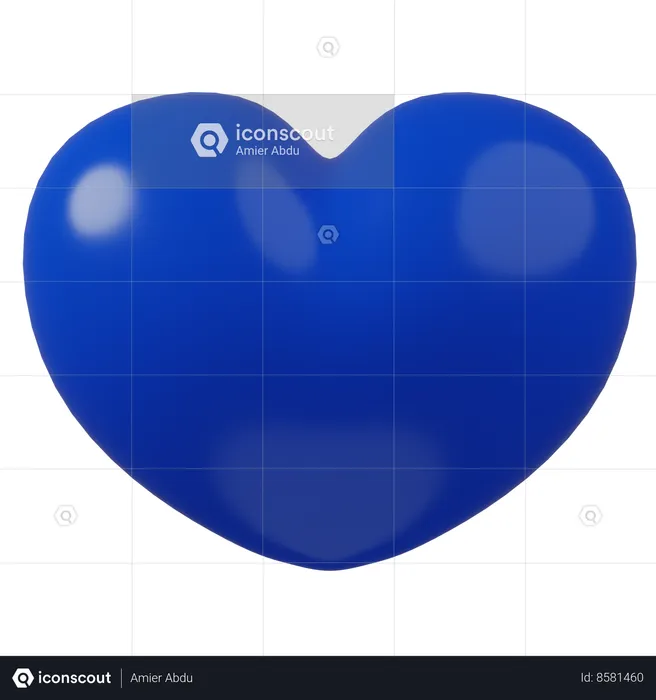 Dark Blue Heart  3D Icon
