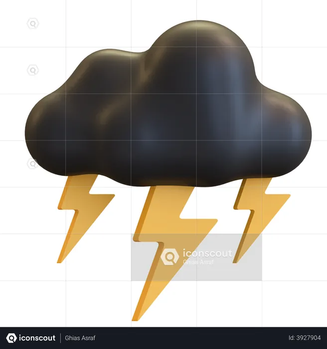 Dark Cloud Thunder Storm  3D Illustration