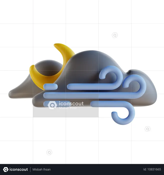 Dark Cloudy Night Windy  3D Icon