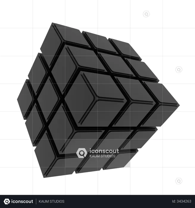 Dark rubiks cube  3D Illustration