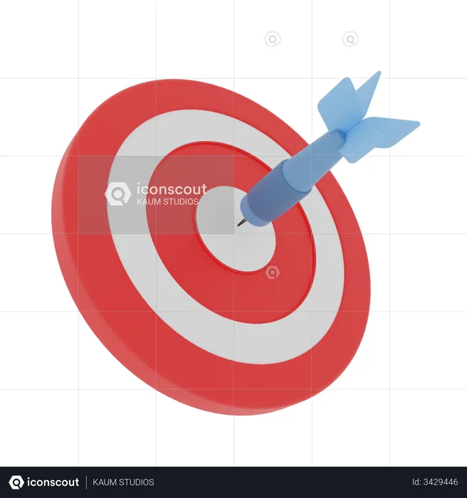 Dart arrow hitting target  3D Illustration