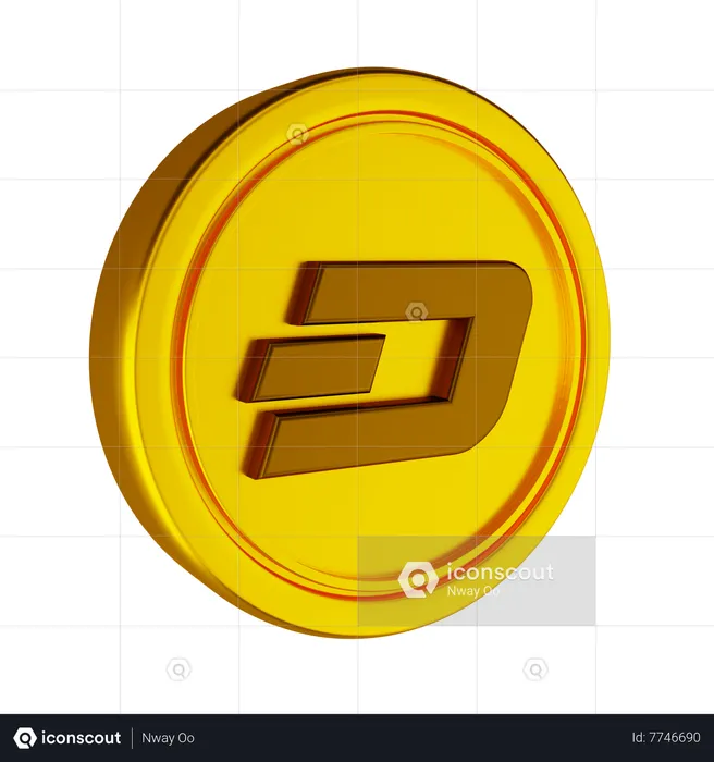 Dash Crypto Coin  3D Icon